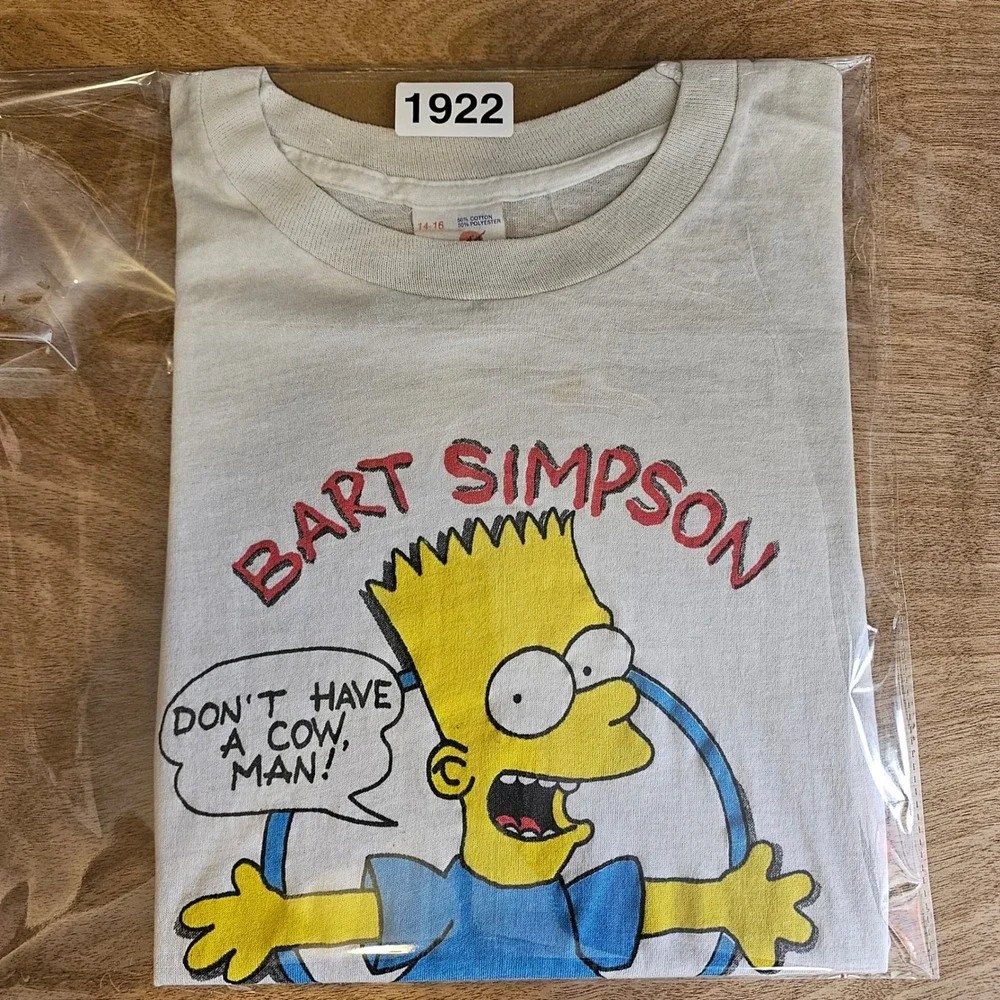 VTG Sherry Bart Simpson Shirt Kids 14-16 Dont Have A Cow Man Radical Dude 90s